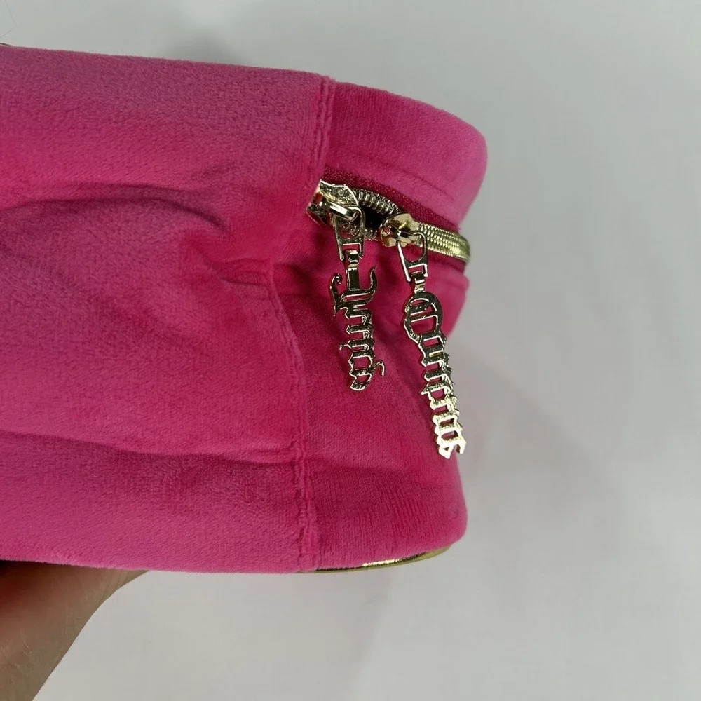 Juicy Couture Vintage Y2K Toiletry Case Rhienstone Pink And Gold Velour